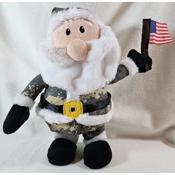 Gemmy Animated Military Santa w/American Flag Plays Yankee Doodle Tested‎ WORKS - Picture 1 of 15